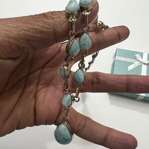 Silver with Caribbean Larimar Teardrop Necklace